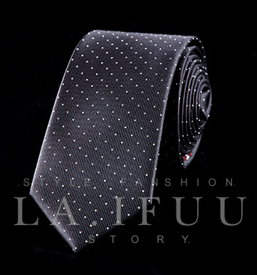 拉福 領帶窄版領帶6cm點點領帶手打領帶(黑)