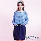 betty’s貝蒂思　格紋拼接棉麻長袖洋裝(格紋淺藍) product thumbnail 1