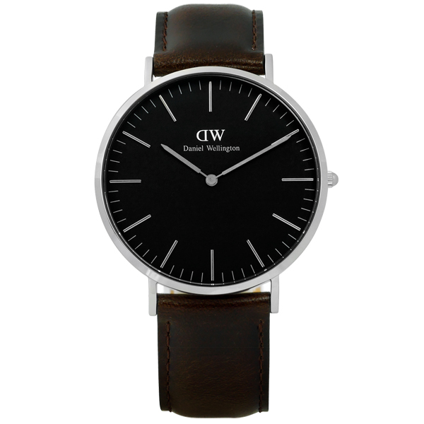 DW Daniel Wellington Classic旗艦真皮手錶-黑x深咖啡/40mm