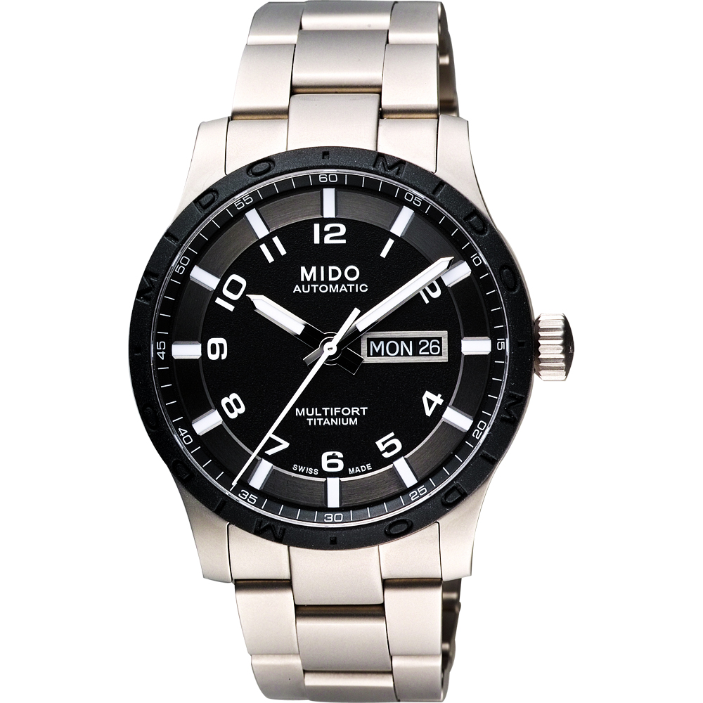 MIDO 美度 官方授權 Multifort 先鋒系列【鈦】時尚機械腕錶-黑x銀/42mm