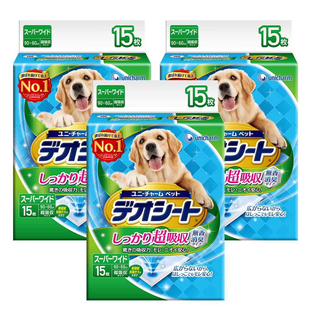 日本Unicharm消臭大師 超吸收狗尿墊 4L號 15片裝 x 3包