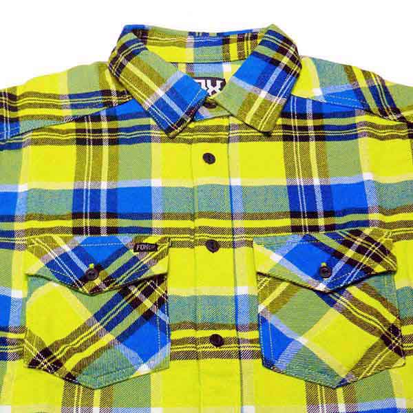 [摩達客]美國進口知名時尚休閒品牌【Fox】黃藍方格紋長袖襯衫