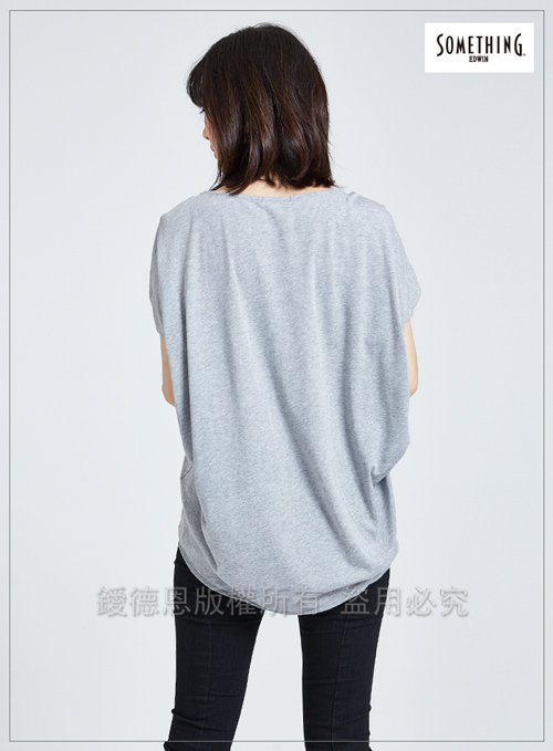 SOMETHING 柔美造型袖寬鬆T恤-女-灰色