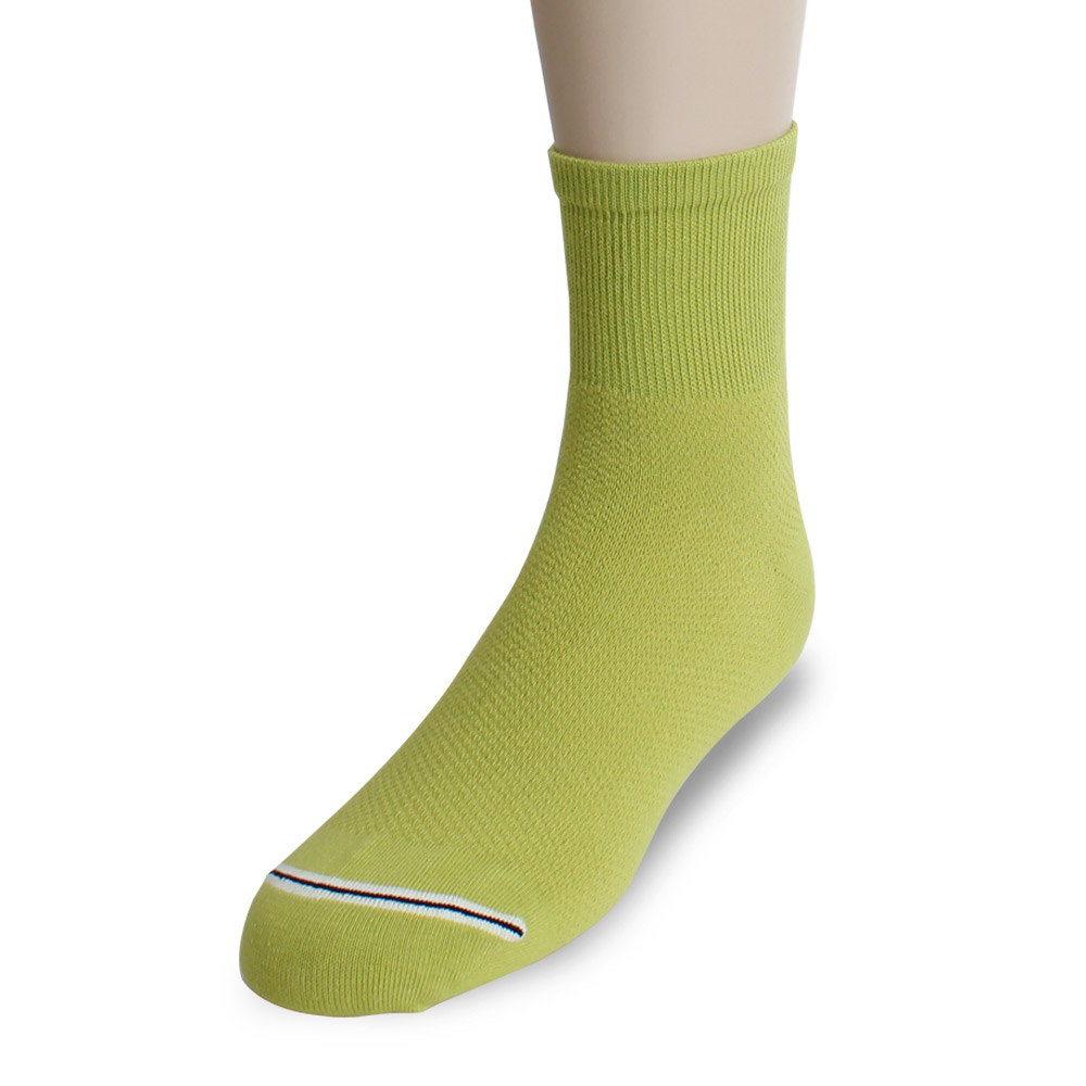 裕發 90°直角不滑落透氣網孔1/2休閒襪(25~28cm)3入-青綠