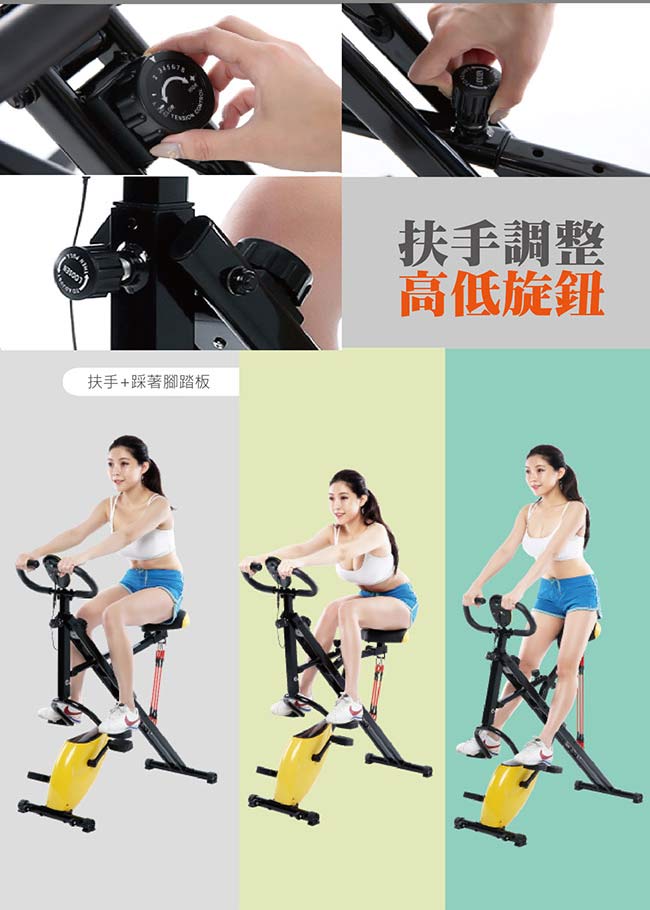 健身大師-大全配磁控健身騎馬健腹按摩組-健腹機-健身車