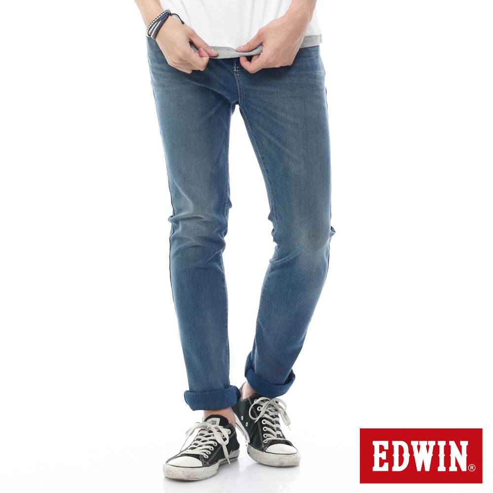 EDWIN 直筒褲 迦績褲酷涼PK牛仔褲-男-石洗藍