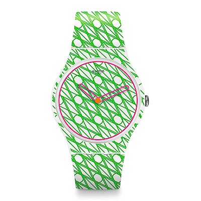 Swatch 藝術家聯名錶 粉綠二重奏手錶