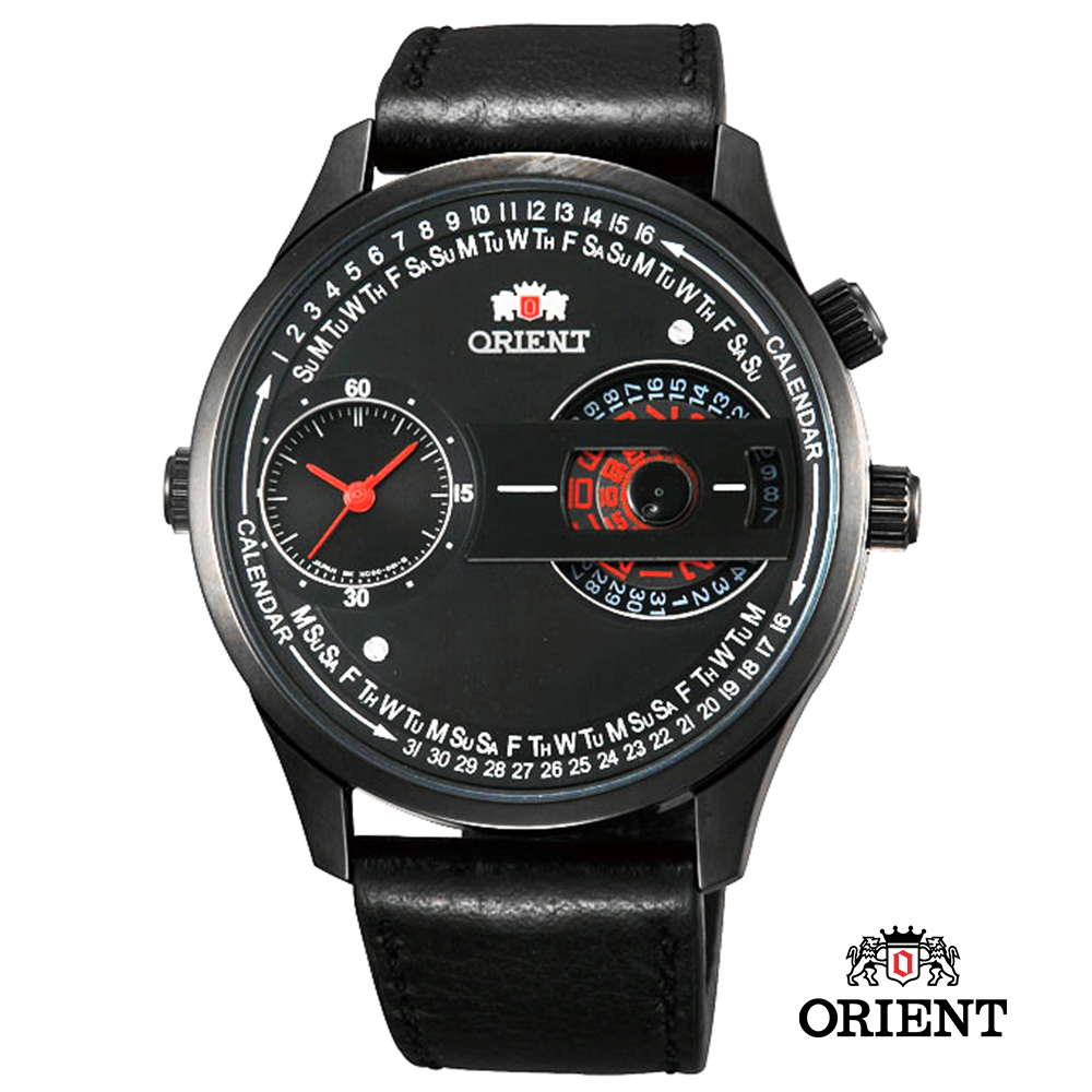 ORIENT 東方錶 DUAL系列 雙時鏤空造型腕錶-黑色/43mm