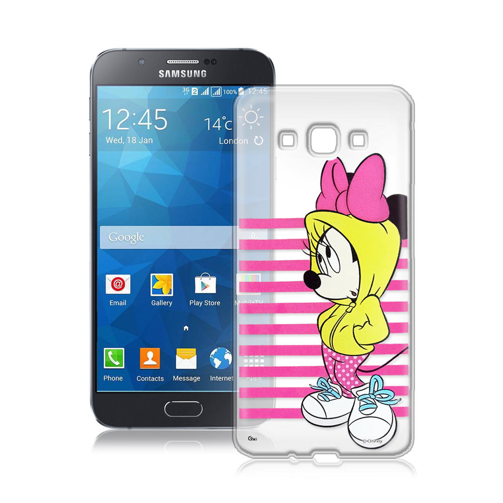 迪士尼Samsung Galaxy A8 A800YZ街頭透明軟式手機殼(帽T米妮)