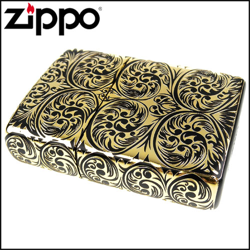 ZIPPO 日系~阿拉伯花紋5面蝕刻加工打火機(ARMOR裝甲)(霧黑金A款)