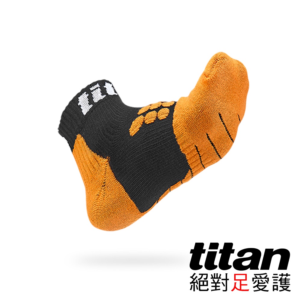 【Titan】全新科技機能運動襪．全方位球類運動襪．黑/橘(3雙入)
