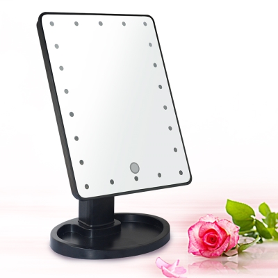 10吋超大22LED燈可翻轉觸控亮度化妝桌鏡-黑