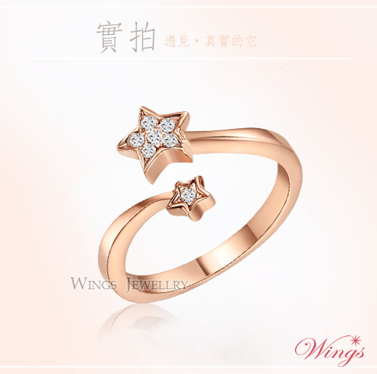 Wings 星願 纖細美麗的優雅 精鍍玫瑰金戒指 尾戒