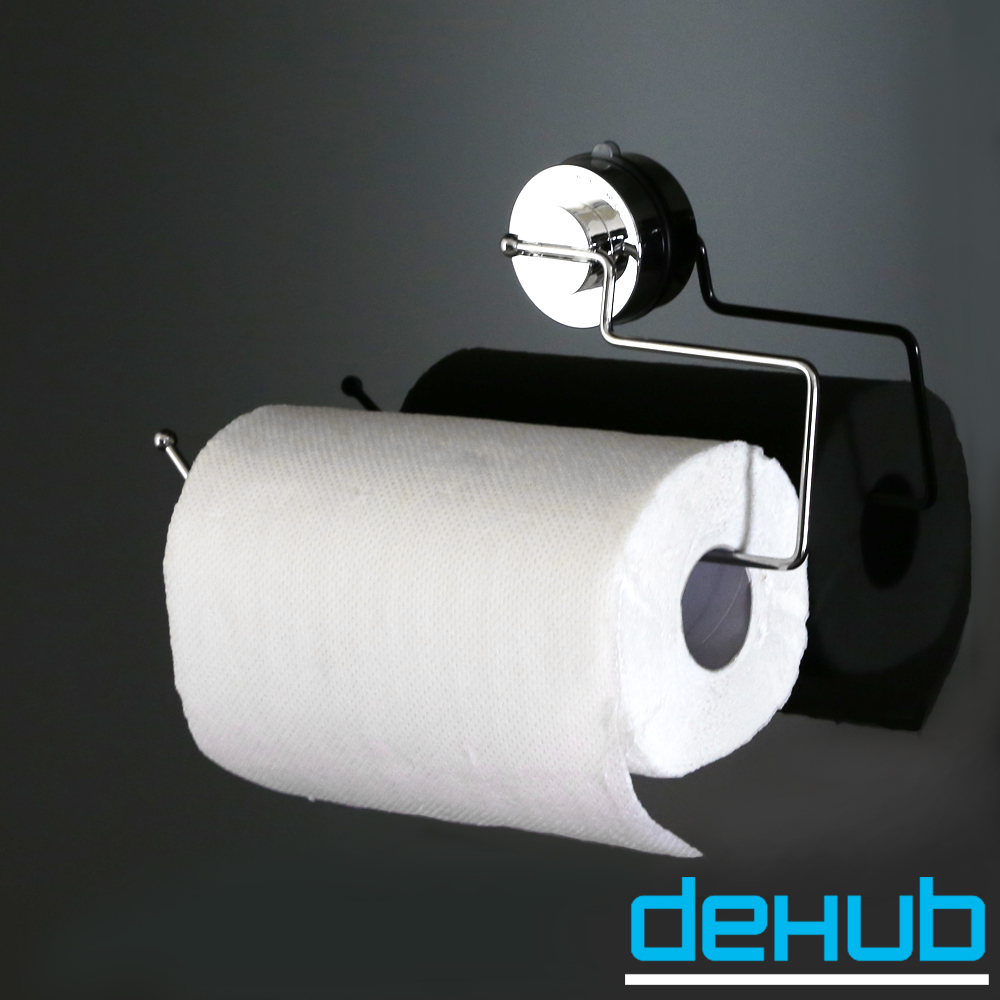 DeHUB 二代超級吸盤 不鏽鋼紙巾架/毛巾架(銀)