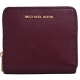 MICHAEL KORS JET SET金色LOGO防刮亮皮革拉鍊短夾-紫紅 product thumbnail 1