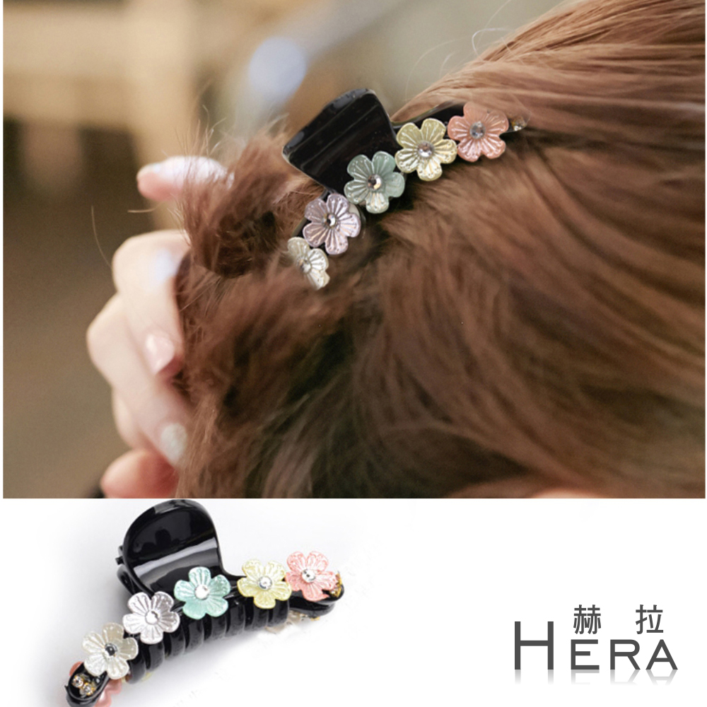 Hera  立體彩色花朵綴水鑽香抓夾