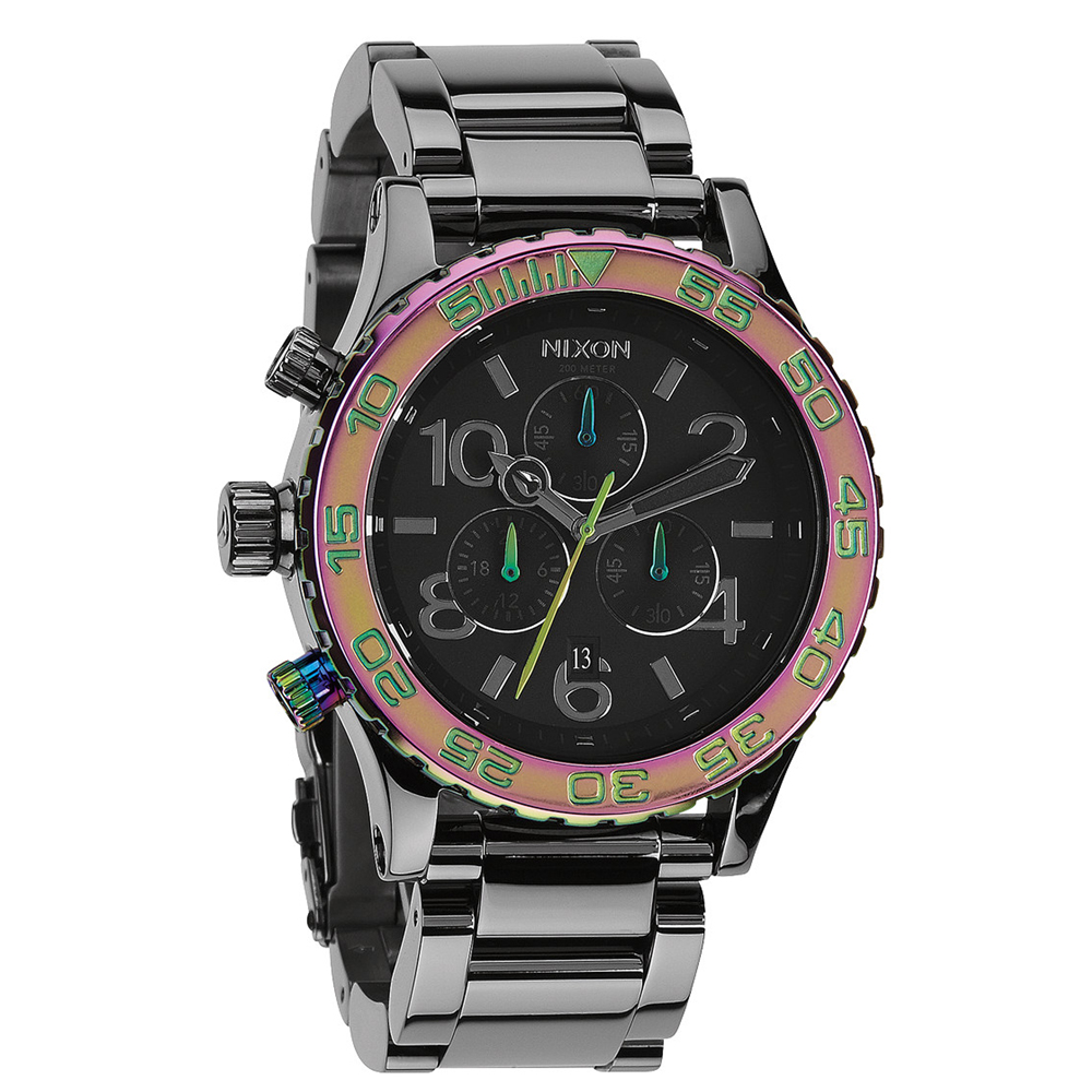 NIXON The 40-20 CHRONO 強眼魅力運動腕錶-彩框x黑/42mm