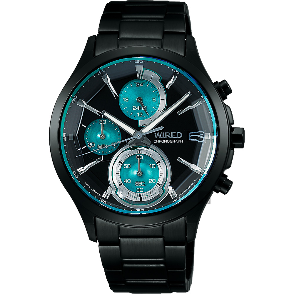 WIRED 東京潮流炫彩計時腕錶(AY8010X1)-湖水綠x黑/40mm