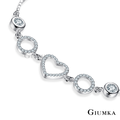 GIUMKA愛心心形純銀手鍊 圓滿真愛925純銀-銀色