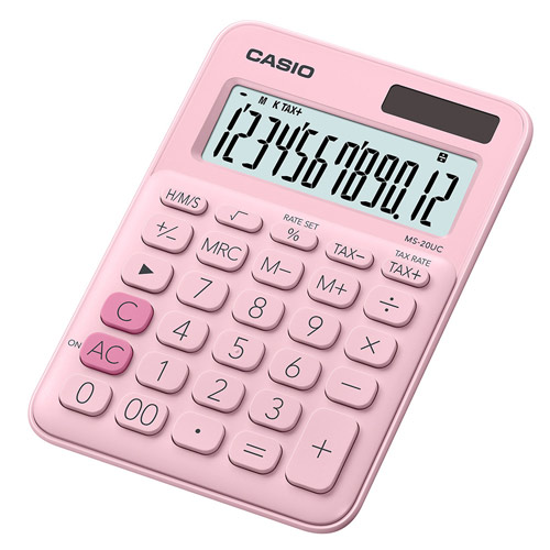 CASIO 12位元甜美馬卡龍色系攜帶型計算機(MS-20UC-PK)草莓粉