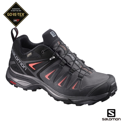 Salomon 登山鞋 低筒 GORETEX 防水 女 X ULTRA 3 黑紅