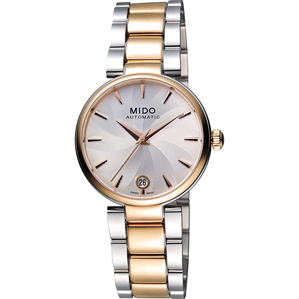 MIDO 美度 官方授權 Baroncelli 永恆優雅機械女錶-銀x玫瑰金/33mm