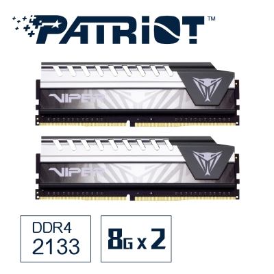 Patriot 菁英戰蛇 DDR4 2133 16G(2x8G)桌上型極速記憶體-灰色