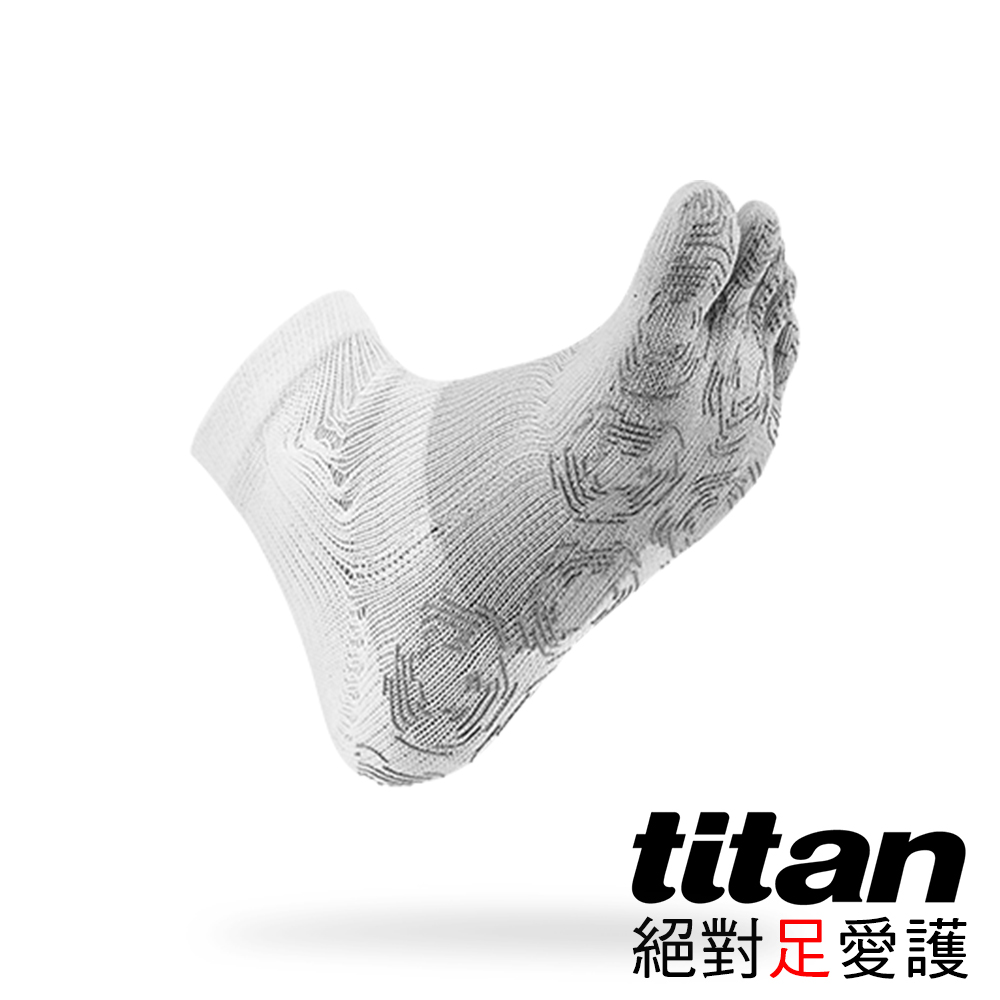 【Titan】全新科技機能運動襪．五趾功能慢跑襪．白/灰(2雙入)