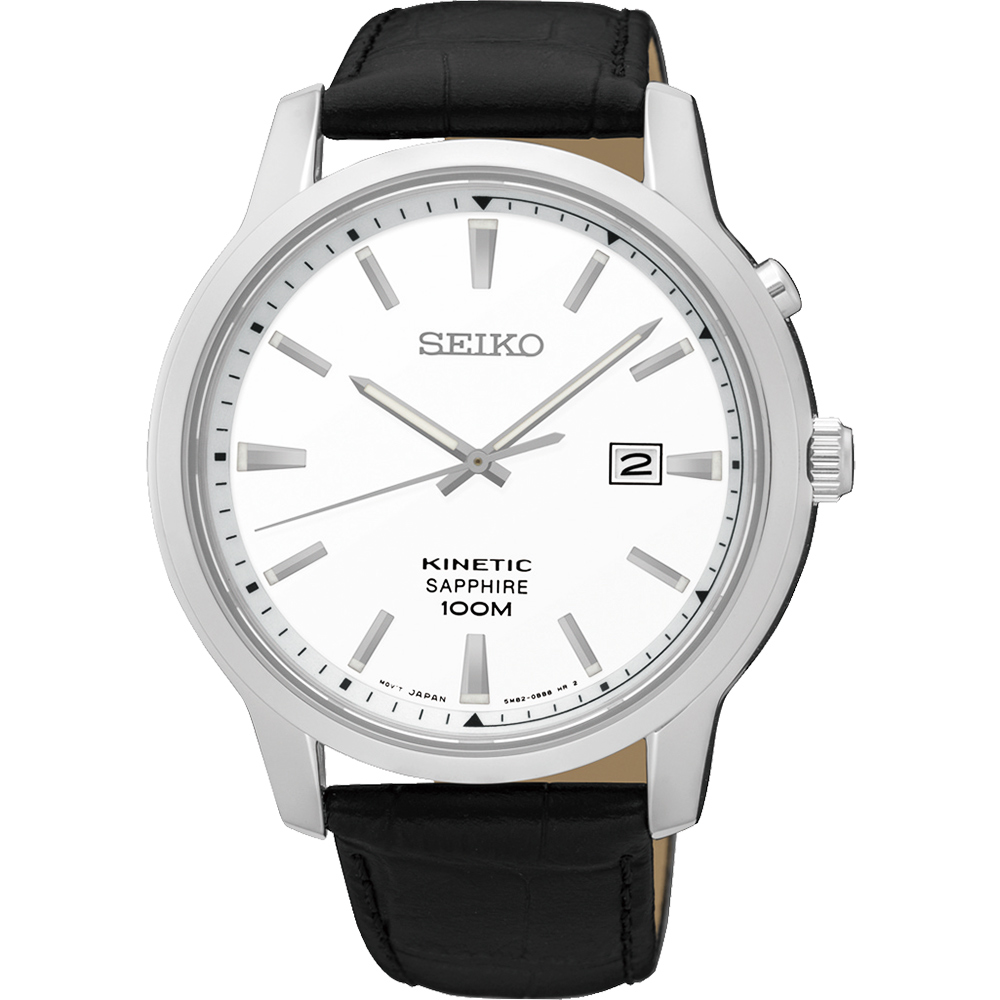 SEIKO KINETIC 紳士型男人動電能腕錶(SKA743P1)-銀x黑/44mm