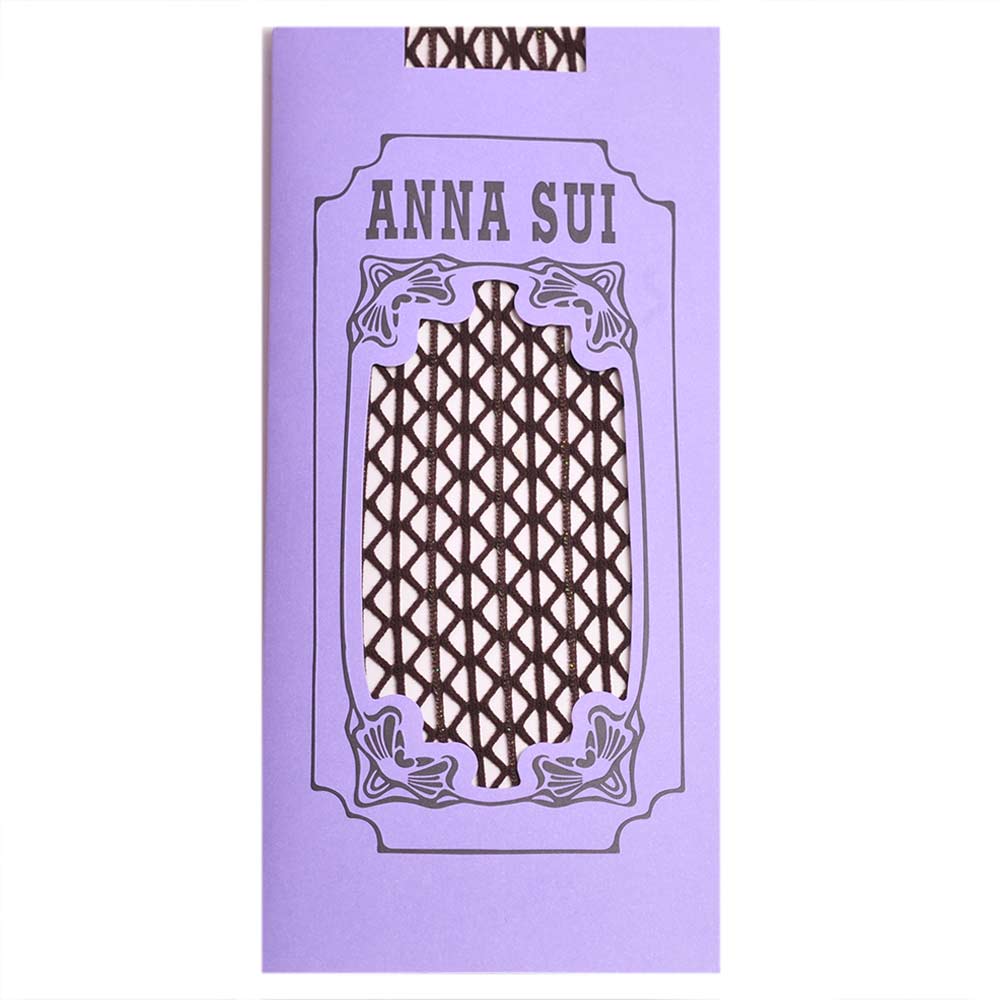 ANNA SUI 大漁網狀圖騰金蔥半統襪(深咖啡系)