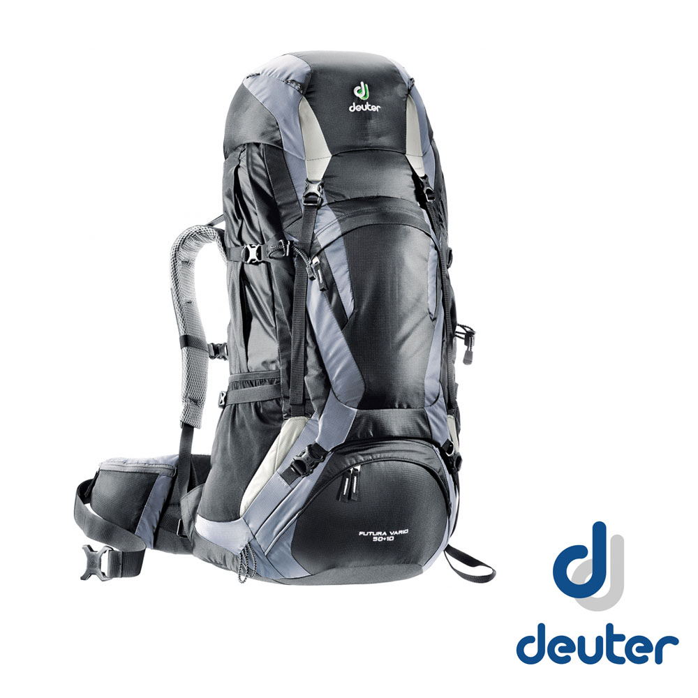 【德國 Deuter 】Futura Vario 50L+10L 網架式透氣背包_黑/灰