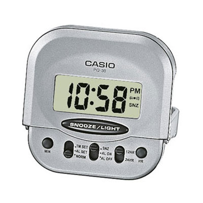 CASIO 輕巧型超小旅行用可摺疊鬧鐘(PQ-30-8)-灰