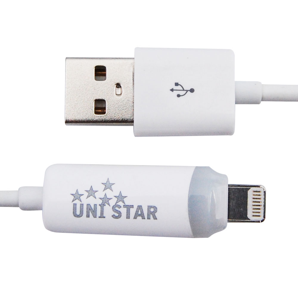 UNI STAR USB2.0 A公-Lightning8P發光手機線 1公尺