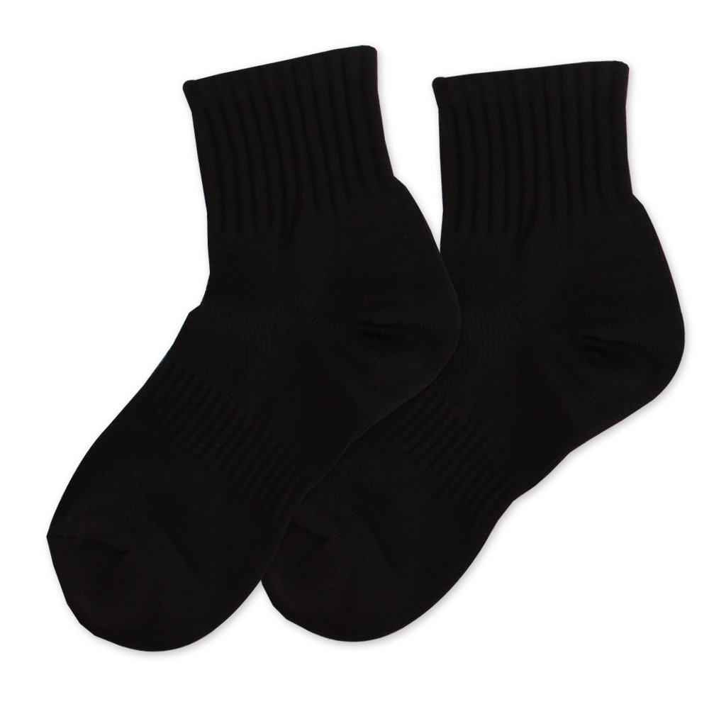 裕發 90度直角不滑落設計運動短襪(20~24cm)3入-黑