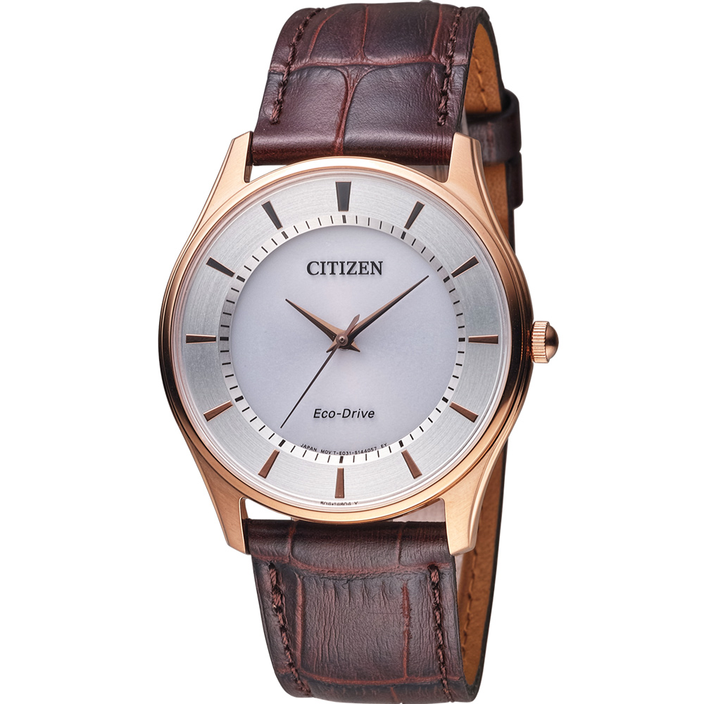 CITIZEN 高雅紳士光動能腕錶(BJ6483-01A)-銀x玫瑰金框/37mm