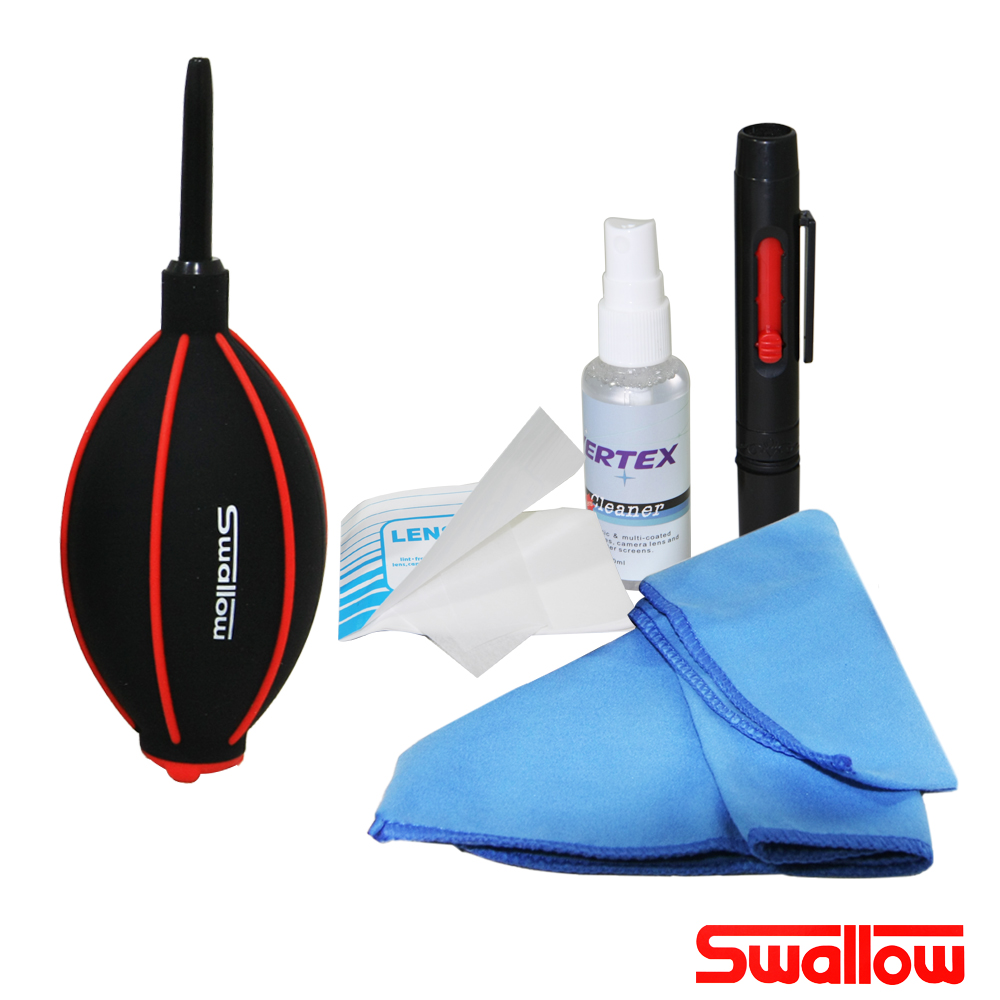 Swallow 清潔組合5 -吹球+拭鏡筆+清潔液+拭鏡紙+拭鏡包布