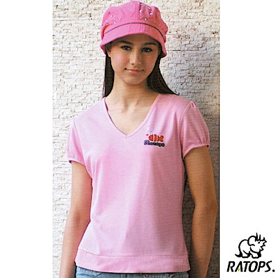【瑞多仕-RATOPS】女 竹纖維紗V領短袖排汗衫_DB7557 淺粉紅 V