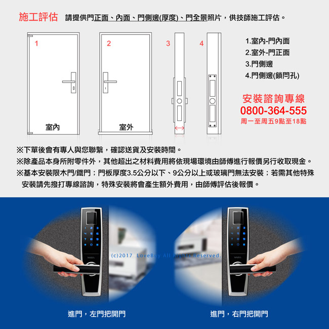 KABA 三合一密碼/指紋/鑰匙智能電子機械門鎖 EF-780-尊爵黑(附基本安裝)