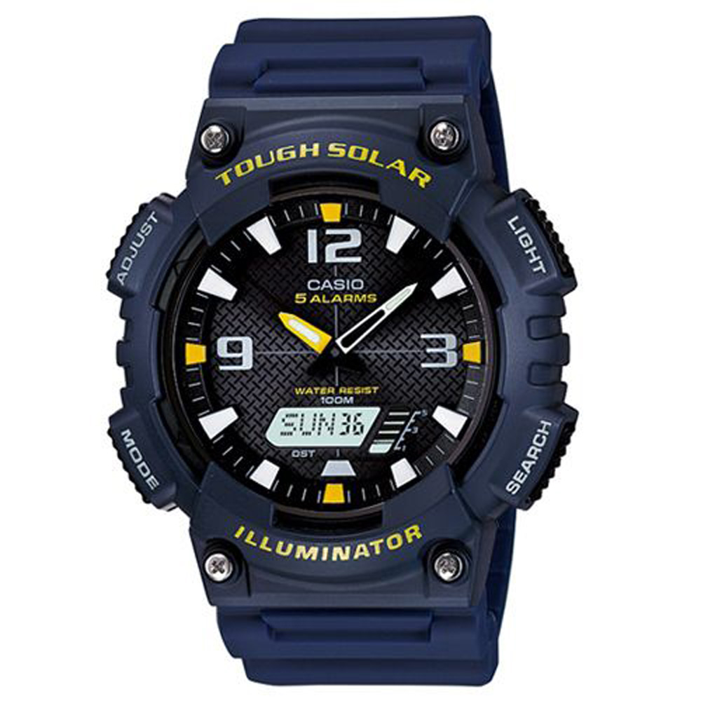 CASIO 新一代光動遊俠雙顯運動錶(AQ-S810W-2A)-黑面X藍/46.6mm