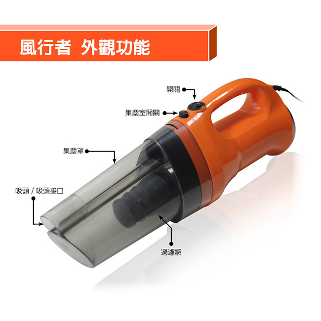 風行者TORNADO 氣旋式車用吸塵器(TA-E002)