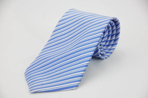 Alpaca 藍底白色粗細斜紋領帶