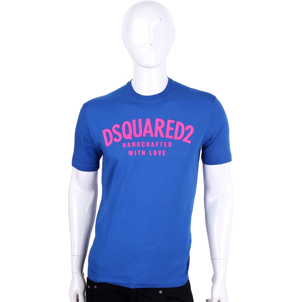 Dsquared2 藍色字母棉質短袖T恤