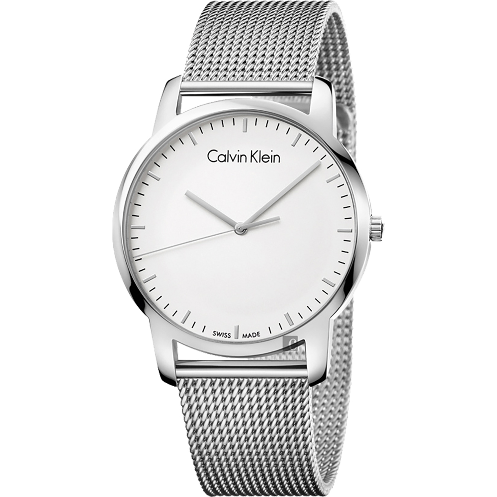 Calvin Klein CK City 極簡米蘭帶手錶-白/43mm
