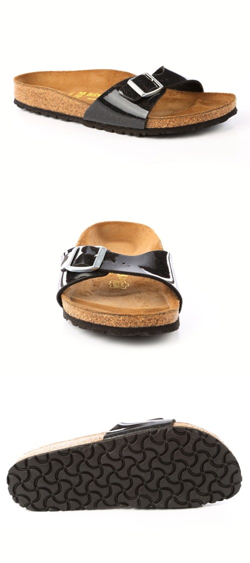 勃肯BIRKENSTOCK 438013馬德里 單片時尚拖(亮面黑)