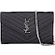 YSL Saint Laurent Monogram V型絎縫荔紋牛皮鍊帶信封包(黑色) product thumbnail 1