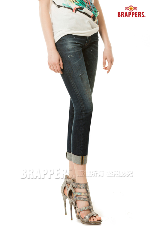 BRAPPERS 女款 Boy Friend Jeans-女用八分反摺褲-復古藍