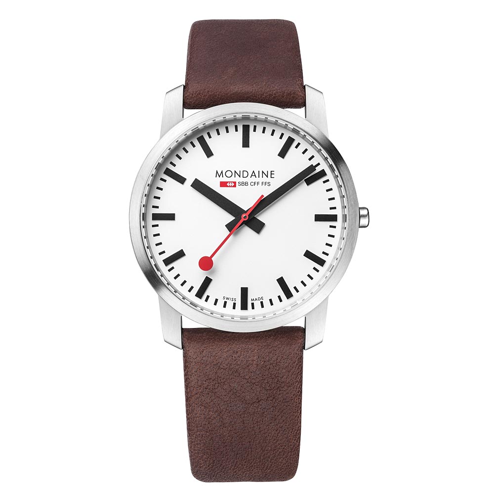 MONDAINE 瑞士國鐵藍寶石水晶薄型限量腕錶/41mm- 棕