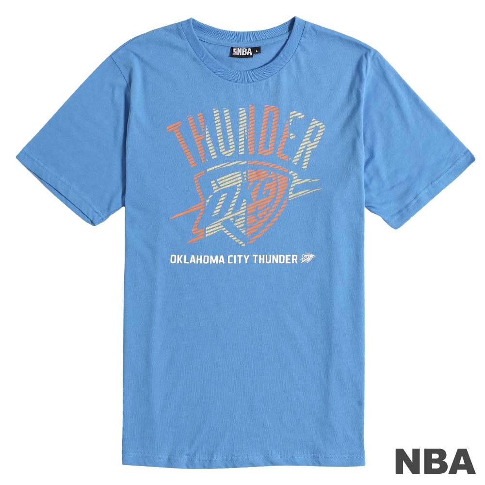 NBA-奧克拉荷馬雷霆隊球隊配色斜紋印花T恤-藍(男)