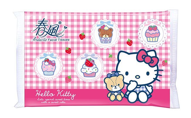 春風袖珍包面紙 10抽x30包/串 Hello Kitty點心風