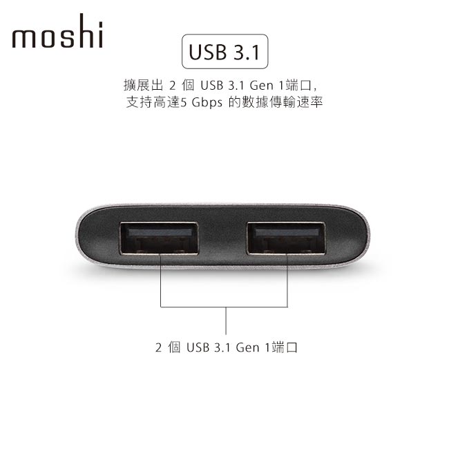 Moshi USB-C to USB-A 雙端口轉接器